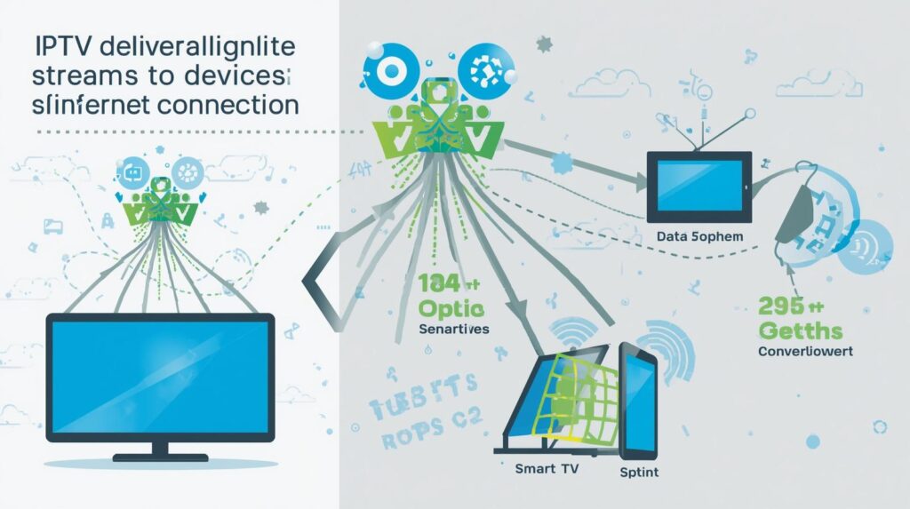 How an IPTV service delivers streams to devices over internet connection"