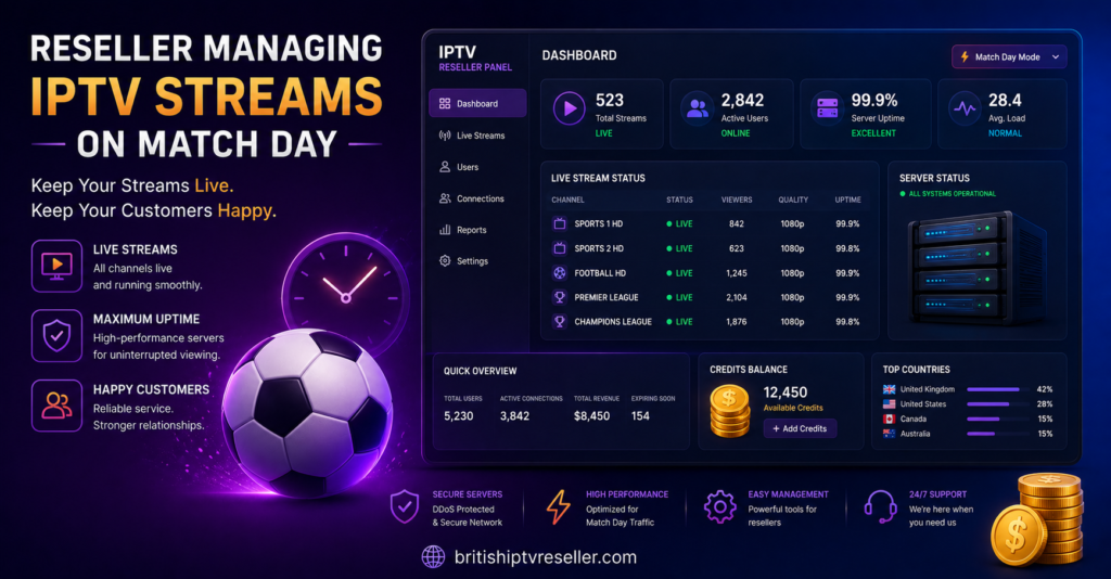 Reseller Managing IPTV Streams on Match Day