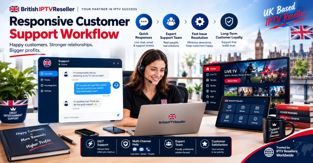 Responsive customer support workflow for a UK streaming subscription brand